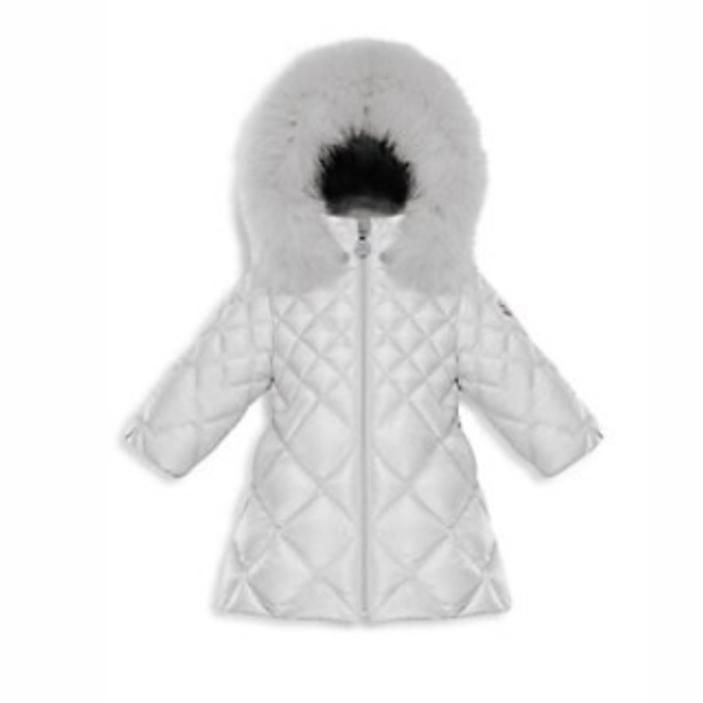 Moncler White Baby Jacket with Fur Hood 6-9 month